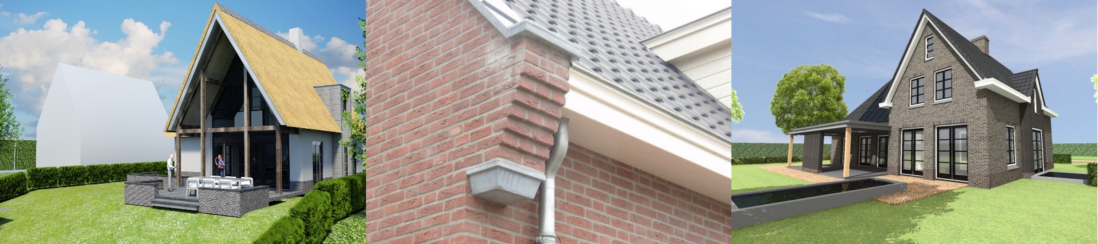 3D-impressies van woonhuizen door Loosbroek Architecten